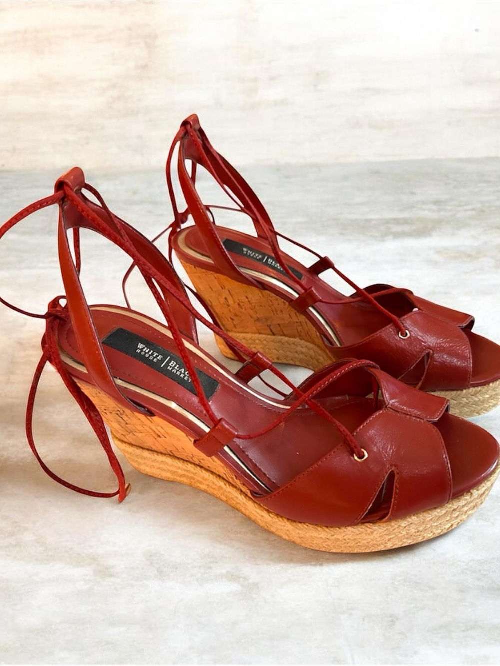 White House Black Market “Saffron” Lace-Up Espadrille Wedge Sandals, Size 7